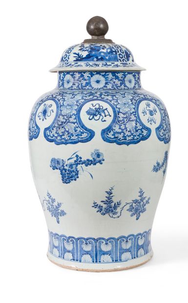 Large blue-white porcelain vase, the body...