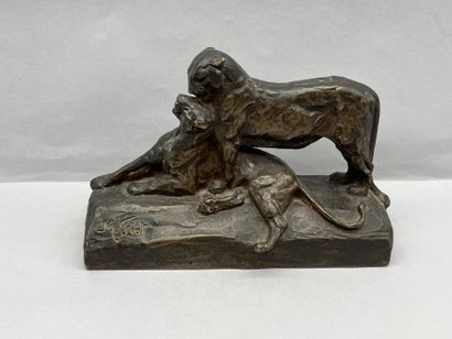 Maximilien Louis FIOT (1886-1953) 
Two panthers
Sculpture...