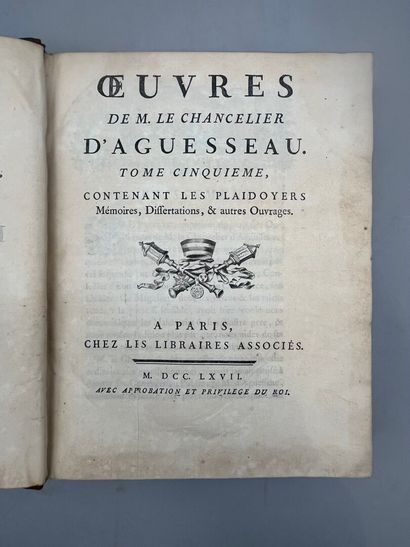 AGUESSEAU (Henri-François d'). Oeuvres de...