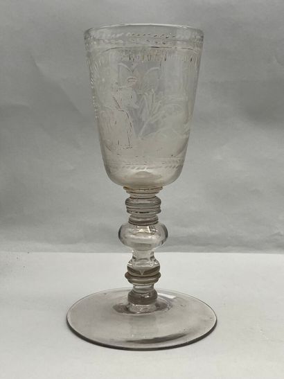 Reunion of two large glass and crystal chalice-shaped...