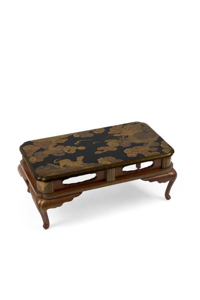 Wooden base lacquered in takamaki-e and maki-e...