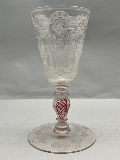 Reunion of two glass and crystal chalice-shaped...