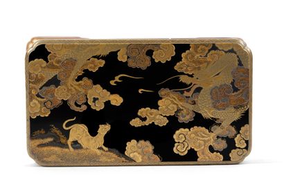 Wooden base lacquered in takamaki-e and maki-e...
