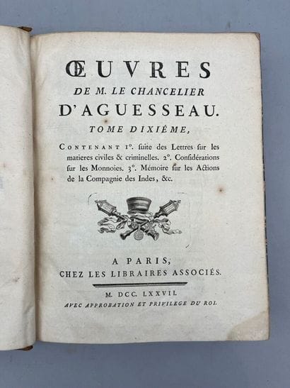 AGUESSEAU (Henri-François d'). Oeuvres de...