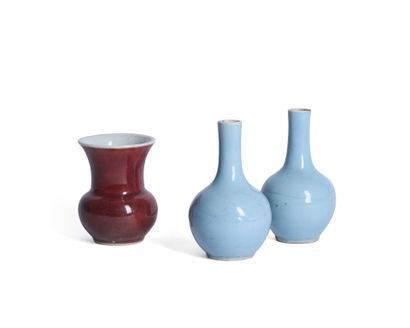 Pair of small porcelain bottle vases with...