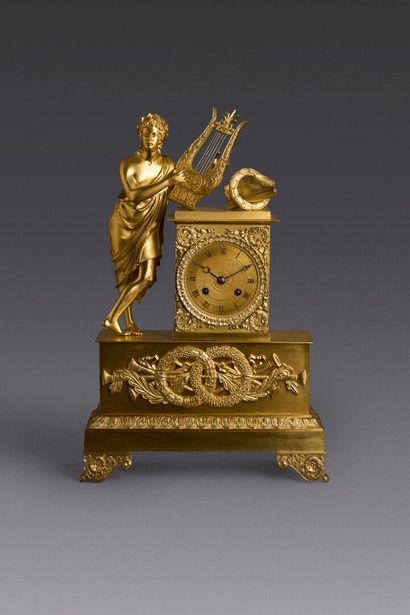 Boundary clock in chased and gilded bronze....