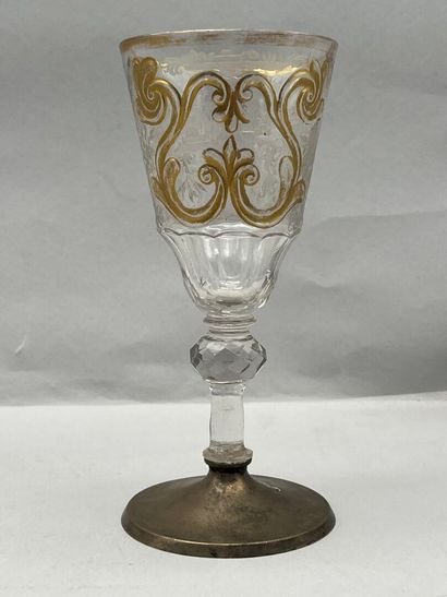 Reunion of two gilded crystal chalice-shaped...