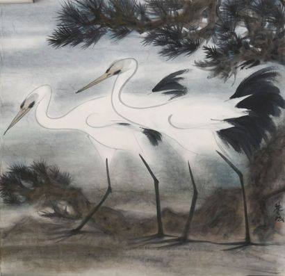 Lin Fengmian 林風眠 (1900-1991). 
Two egrets...