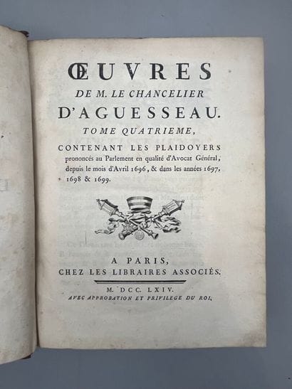 AGUESSEAU (Henri-François d'). Oeuvres de...