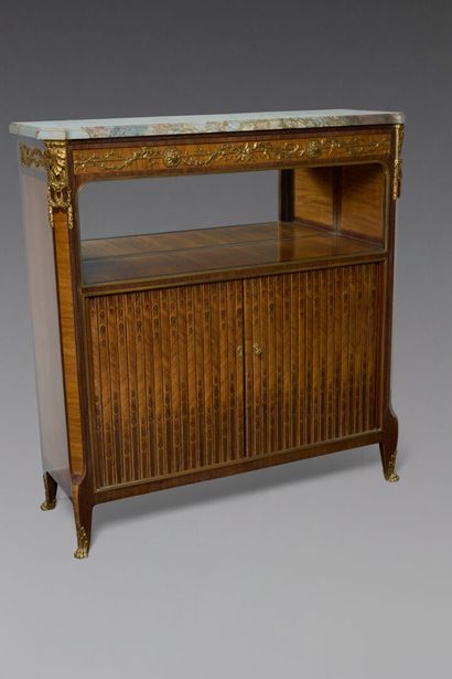 Rosewood and exotic wood veneered sideboard....
