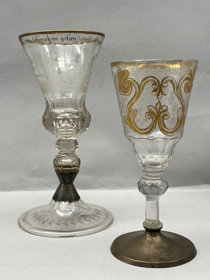 Reunion of two gilded crystal chalice-shaped...