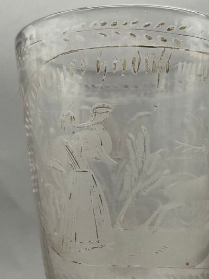 Reunion of two large glass and crystal chalice-shaped...