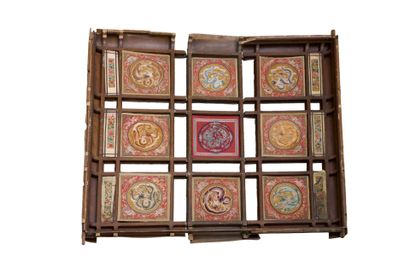 Large tripartite vernacular wood ceiling...