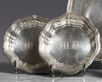 FERRY
Suite of 10 silver-plated bottle coasters....