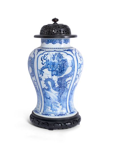 A large baluster-shaped porcelain vase with...