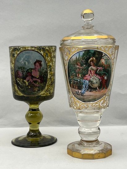 Reunion of a green-tinted chalice-shaped...
