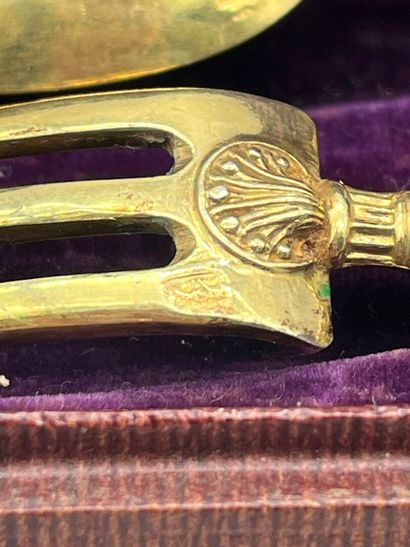 Child's cutlery in 800 °/°°° gilt silver...