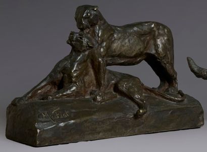 Maximilien Louis FIOT (1886-1953) 
Two panthers
Sculpture...