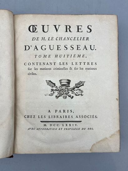 AGUESSEAU (Henri-François d'). Oeuvres de...
