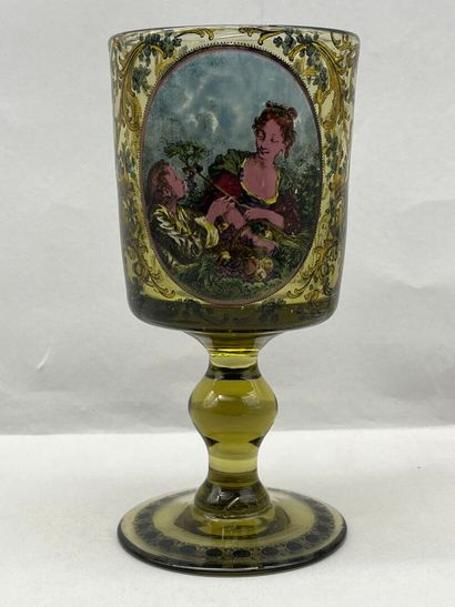 Reunion of a green-tinted chalice-shaped...