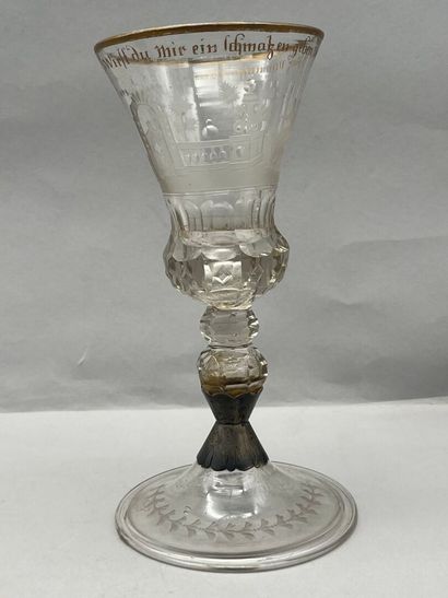 Reunion of two gilded crystal chalice-shaped...