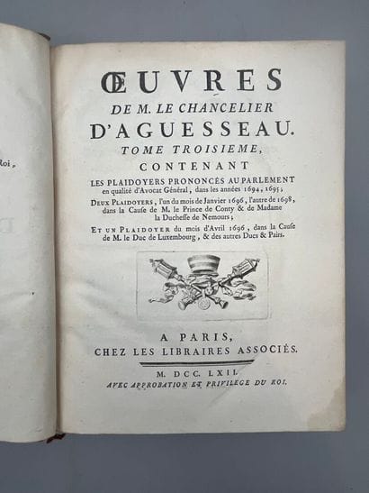 AGUESSEAU (Henri-François d'). Oeuvres de...