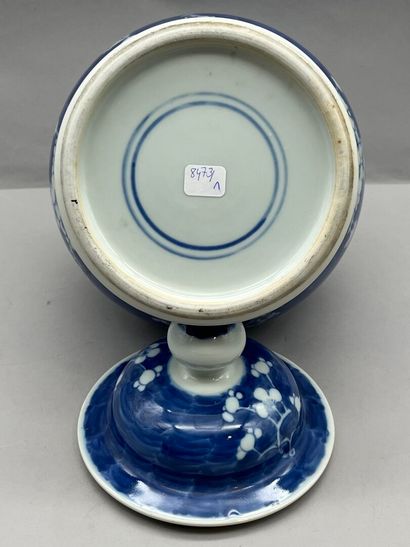 Potiche couverte en porcelaine bleu blanc....