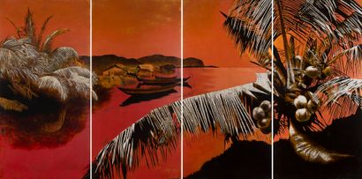 Coconut tree landscape.
Large polychrome...