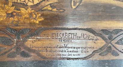 Panneau rectangulaire en bois à décor marqueté...
