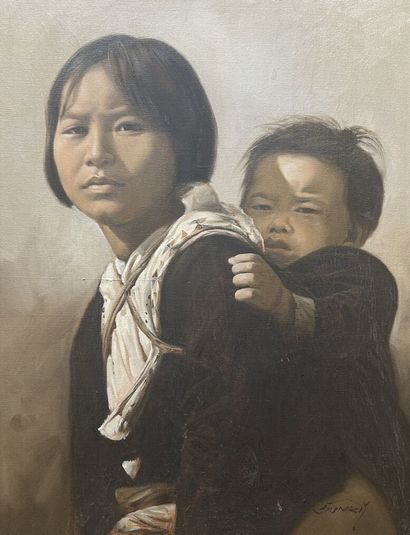 ECOLE REALISTE CHINOISE DU XXe SIECLE. 
Jeune...