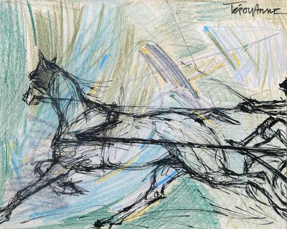Lucille TEROUANNE (1924-2012)
Cheval attelé....