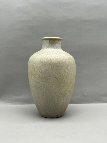 Beige glazed stoneware vase with short hemmed...
