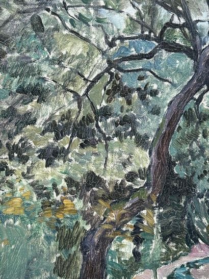 Lucien OTT (1870-1927) 
Paysage en sous-bois
Huile...