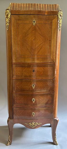 Secrétaire en armoire en placage de bois...