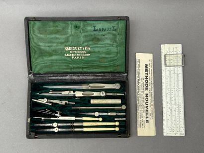 Lot comprenant : 
- RADIGUET
Boîte à compas...