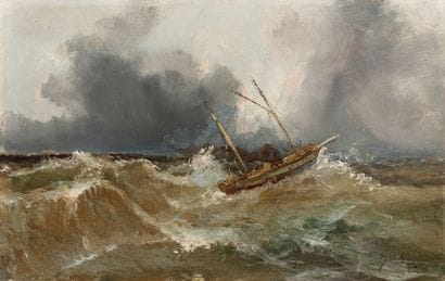 Lot comprenant: 
- Émile GODCHAUX (1860-1938)
Embarcation...