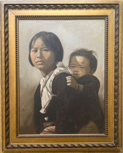 ECOLE REALISTE CHINOISE DU XXe SIECLE. 
Jeune...