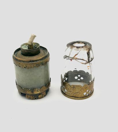 Small opium lamp, brass and hardstone base.
South...