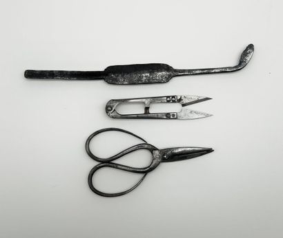 Set of two pairs of opium lamp wick scissors...