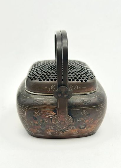 Bronze perfume burner or hand warmer with...