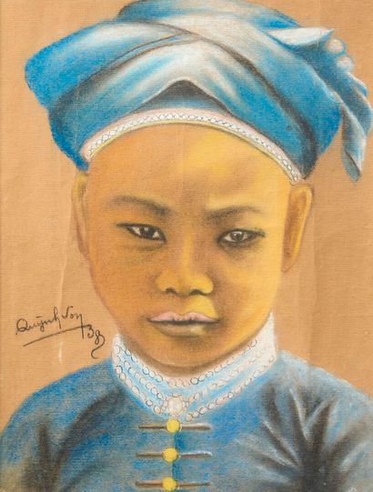 Réunion de deux pastels sur papier:
-Pnha...