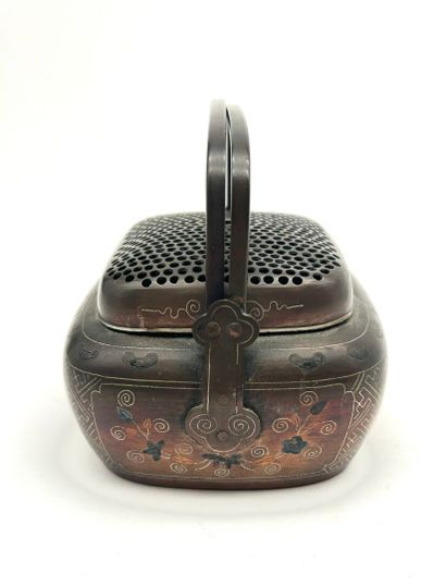 Bronze perfume burner or hand warmer with...