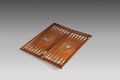 Exotic wood and mother-of-pearl inlay checkers...