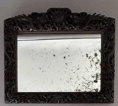 Miroir rectangulaire en bois exotique, à...