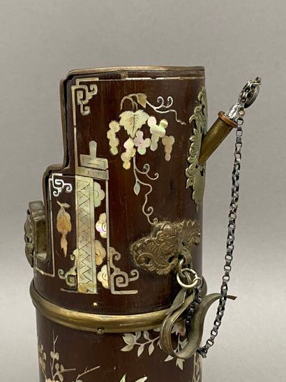 Exotic wood water pipe with mother-of-pearl...