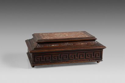 Wooden shawl chest decorated with mother-of-pearl...
