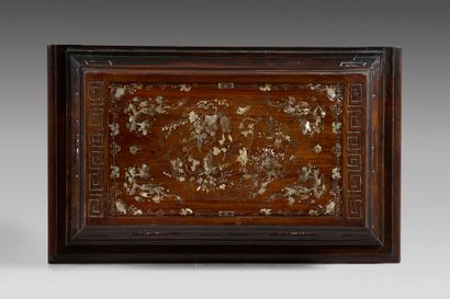 Wooden shawl chest decorated with mother-of-pearl...