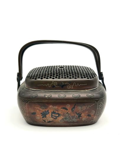 Bronze perfume burner or hand warmer with...