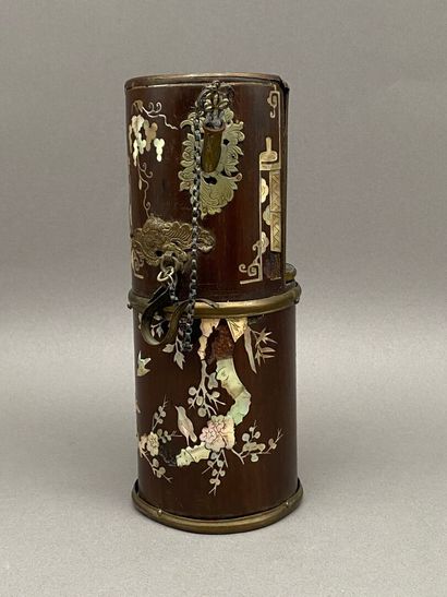 Exotic wood water pipe with mother-of-pearl...