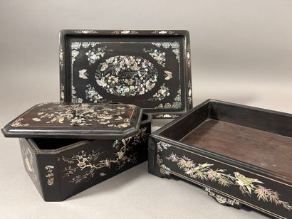 Set of items including: 
- An exotic wood...